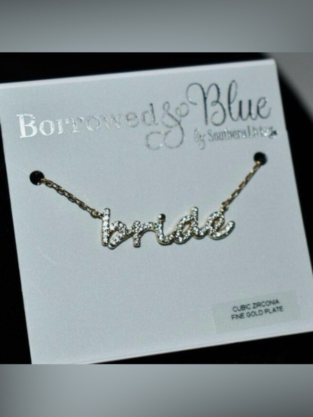 Southern Living Gold 'bride' Crystal Script Necklace